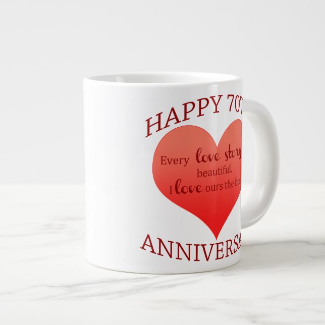 Caneca De Café Grande 70.Aniversário (Frente Esquerda)