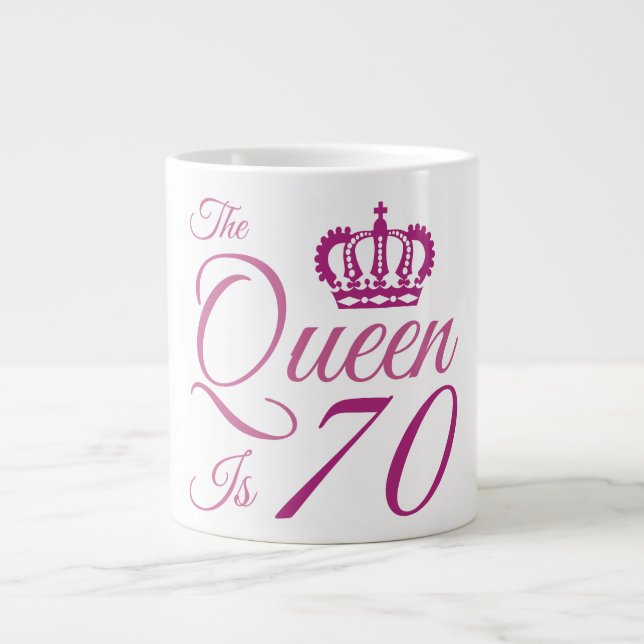 Caneca De Café Grande 70 Birthday Queen (Frente)