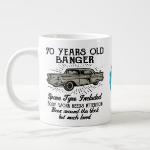 Caneca De Café Grande 70 de Aniversário Engraçado Carro-Retro Banger D