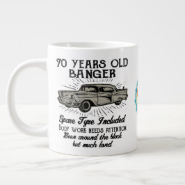 Caneca De Café Grande 70 de Aniversário Engraçado Carro-Retro Banger Dat