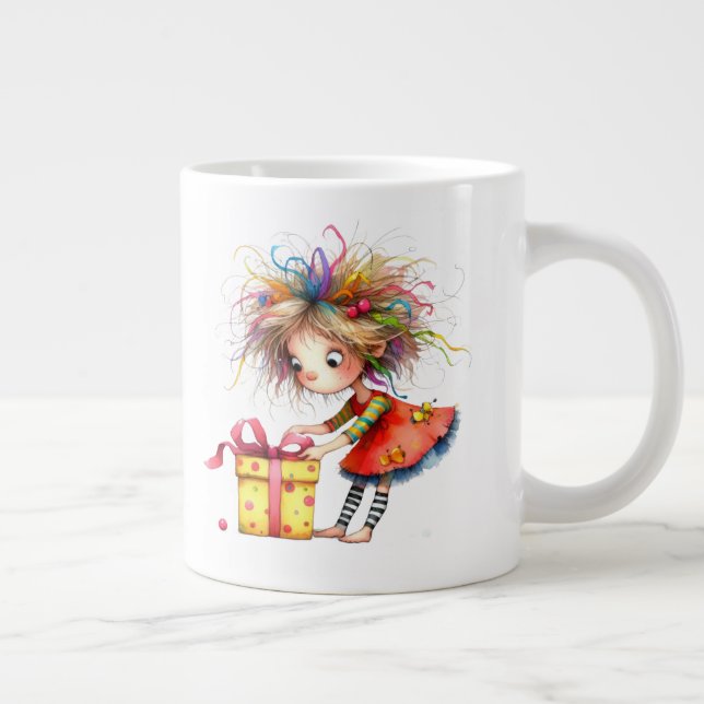 Caneca De Café Grande *  7 Colorful  Whimsical Christmas GIRL  Gift AP97 (Direita)