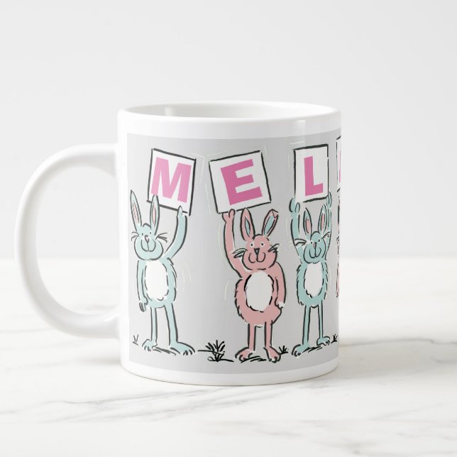 Caneca De Café Grande 7 Letra Name com Rabbits (Esquerda)