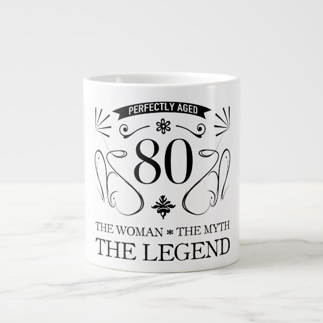 Caneca De Café Grande 80 Aniversário Para Mulheres (Frente)