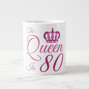Caneca De Café Grande 80 Birthday Queen