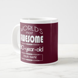 Caneca De Café Grande 80 Birthday Worlds Melhor Vermelho Escuro Fabuloso