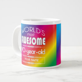 Caneca De Café Grande 90 Birthday Worlds Melhor Arco-Íris Fabuloso