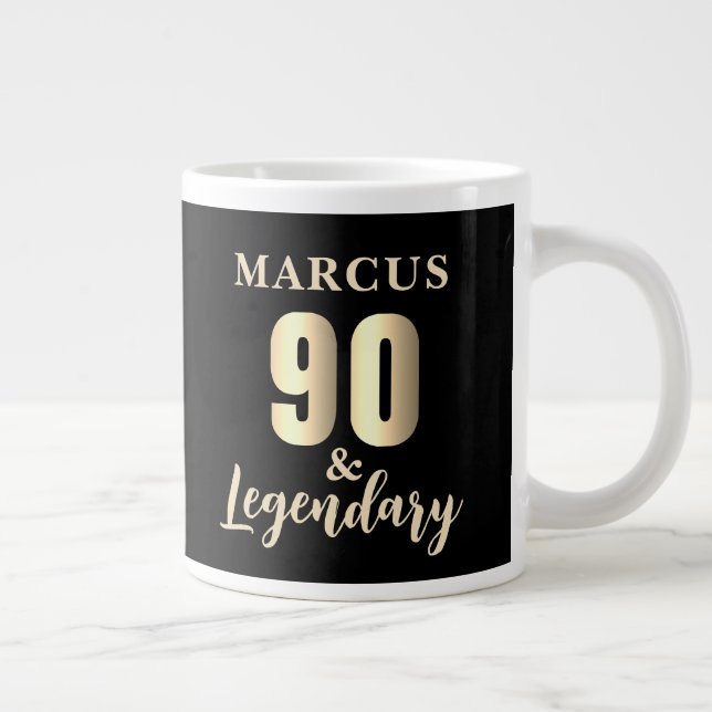 Caneca De Café Grande 90 & Legendary Gold 90th Birthday  (Direita)