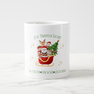 Caneca De Café Grande A Alegria Viaja Leve – Trenó de Férias Bilíngue