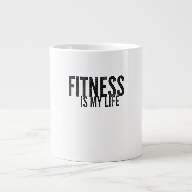 Caneca De Café Grande A aptidão física é minha vida (Frente)