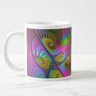 Caneca De Café Grande A Arte Fractal Abstrata Trippy Luminosa Colorida
