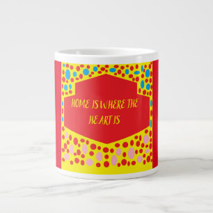 Caneca De Café Grande A casa é onde o coração está vermelho com verde az