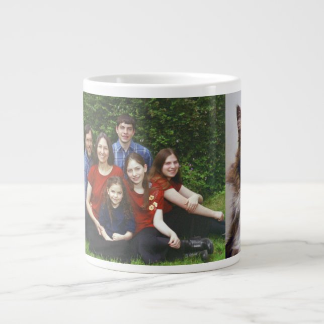 Caneca De Café Grande A família de Rebekah e Mittens (Frente)