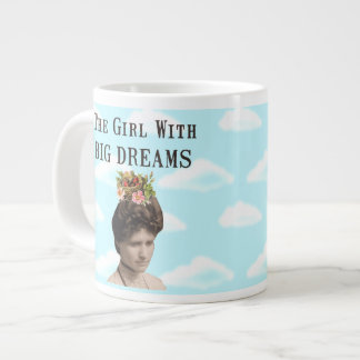 Caneca De Café Grande A Garota Com Grandes Sonhos Vintage Foto Colagem