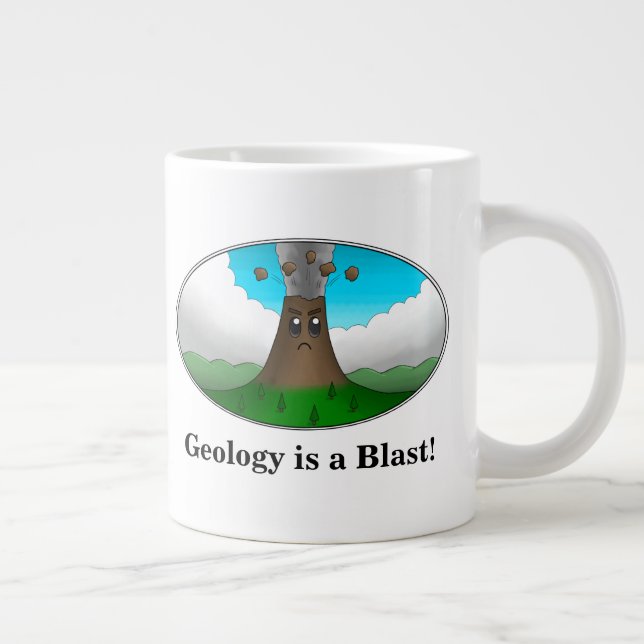 Caneca De Café Grande A geologia é uma explosão! Vulcão de Cartoon (Direita)