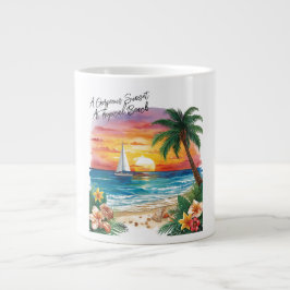 Caneca De Café Grande A Gorgeous Sunset At Tropical Beach, Vacation,