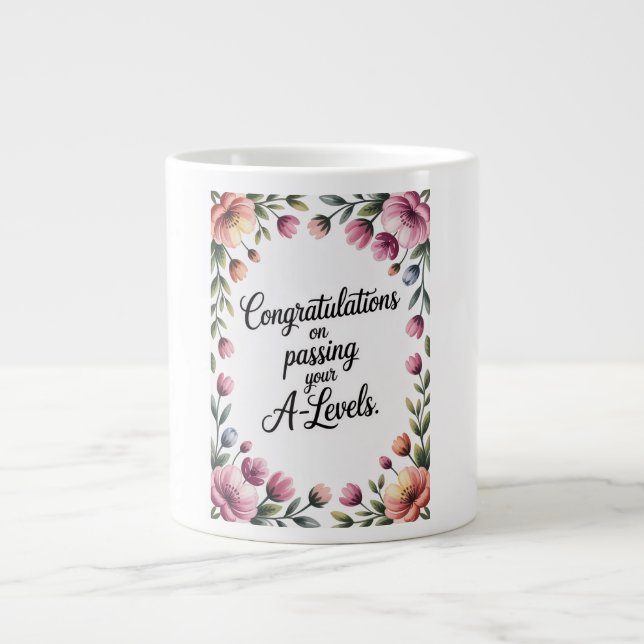 Caneca De Café Grande A Level Exam Floral Congratulation Graduation  (Frente)
