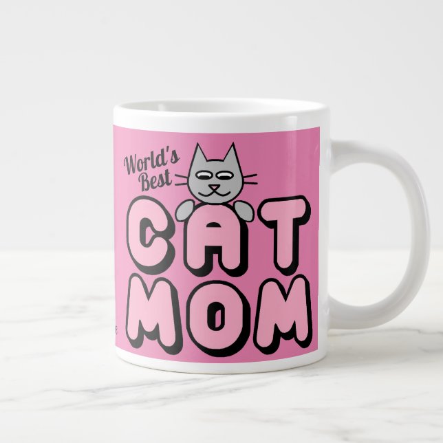 Caneca De Café Grande A melhor mãe de gato do mundo (Direita)