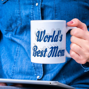 Caneca De Café Grande A melhor mãe do meio-texto azul-marinho