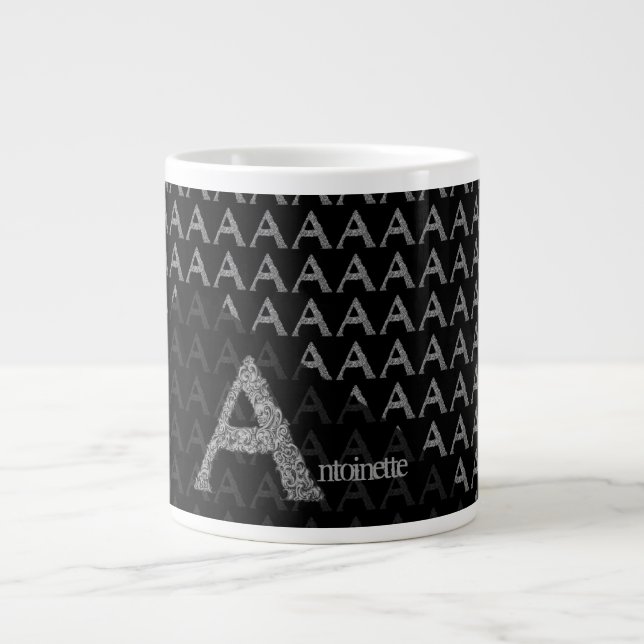 Caneca De Café Grande A - O Alfabeto Falck (Silvery) (Frente)