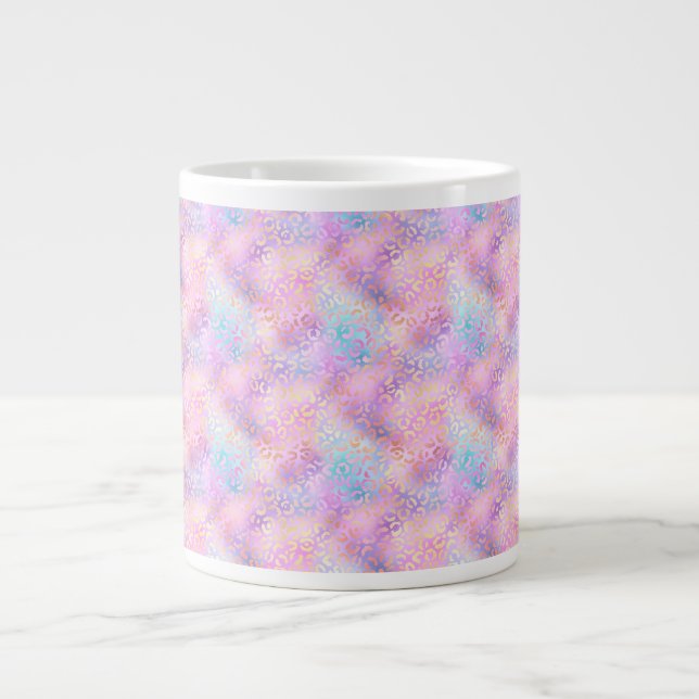 Caneca De Café Grande A Série Leopardo Iridescente Design 11 (Frente)