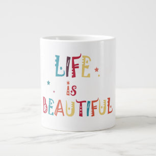 Caneca De Café Grande a vida colorida do texto é bela e as estrelas