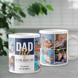 Caneca De Café Grande A vida do pai é a melhor vida 8 foto personalizada