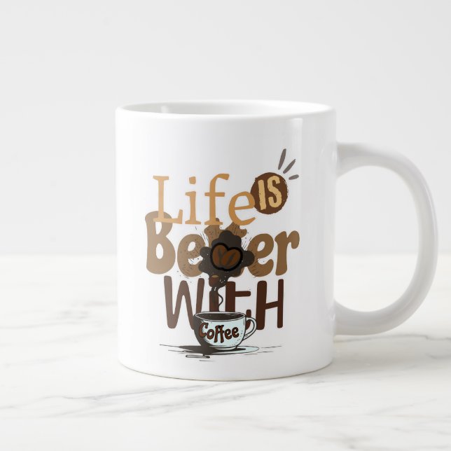 Caneca De Café Grande A vida é melhor com CAFE (Direita)
