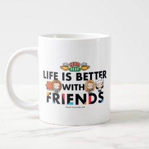 Caneca De Café Grande A Vida é Melhor com FRIENDS™ Arte Chibi