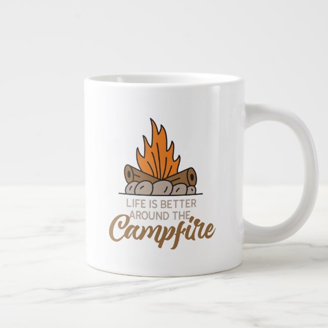 Caneca De Café Grande A vida é melhor em torno da fogueira (Direita)
