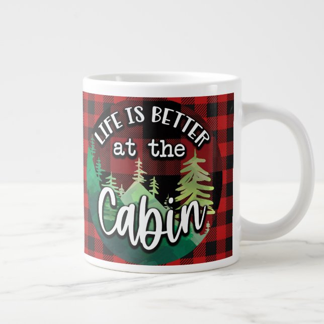 Caneca De Café Grande A Vida É Melhor Na Cabana (Direita)