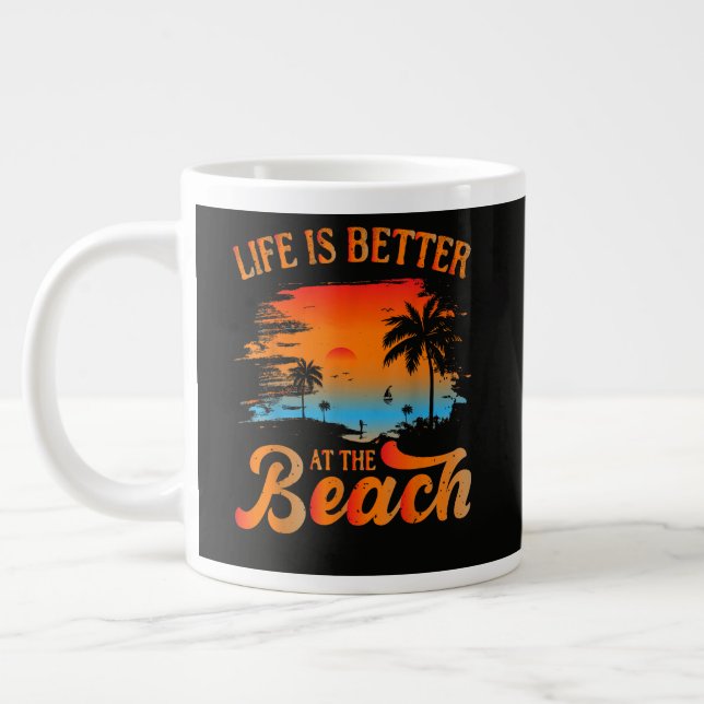 Caneca De Café Grande A vida é melhor na praia (Esquerda)