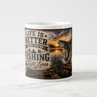 Caneca De Café Grande A Vida É Melhor Quando Você Está Pescando – Bass D