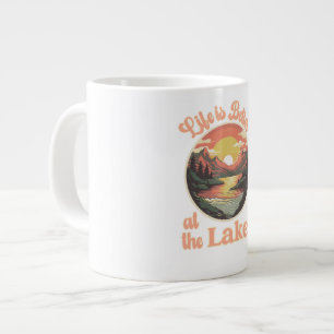 Caneca De Café Grande A Vida Sunset é melhor no lago
