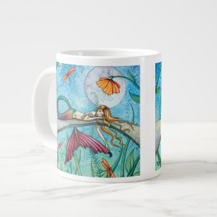 Caneca De Café Grande Abaixo pela Pond Mermaid Dragonfly Art