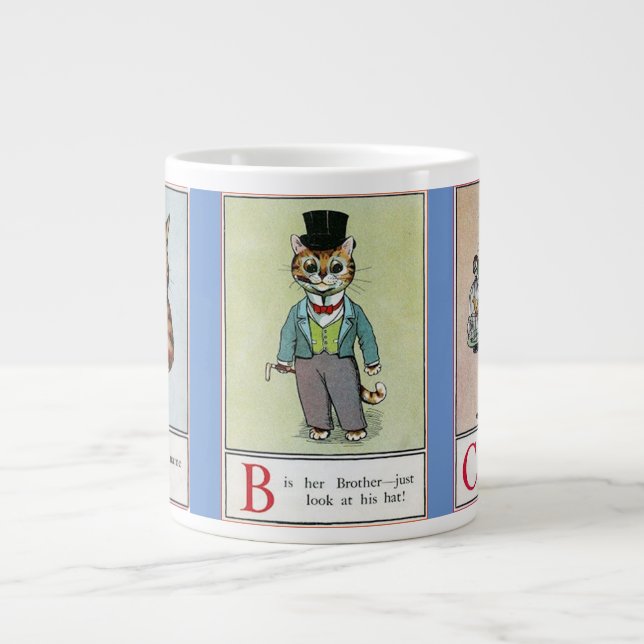 Caneca De Café Grande ABC Cats por Louis Wain  (Frente)