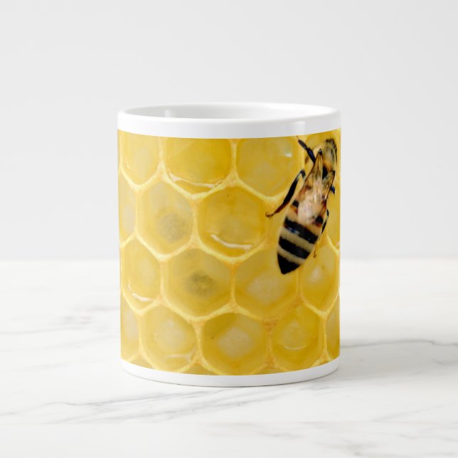 Caneca De Café Grande abelha e favo de mel (Frente)