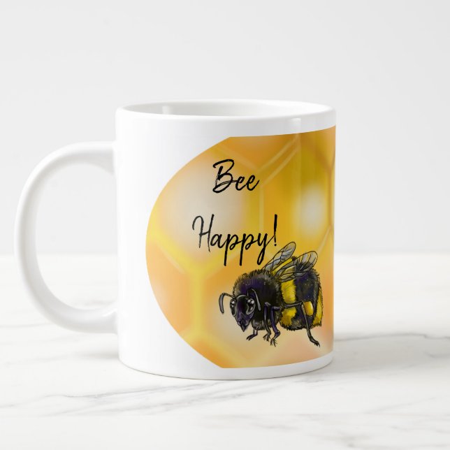Caneca De Café Grande Abelhas Felizes (Esquerda)
