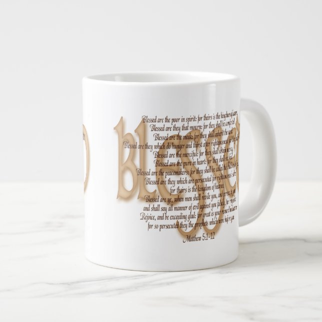 Caneca De Café Grande Abençoado - Beatitudes (Frente Esquerda)