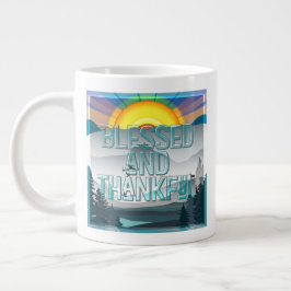 Caneca De Café Grande Abençoado e Grato