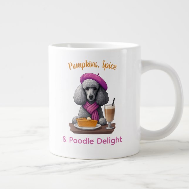 Caneca De Café Grande Abóboras, Especiarias e Poodle Delight (Direita)