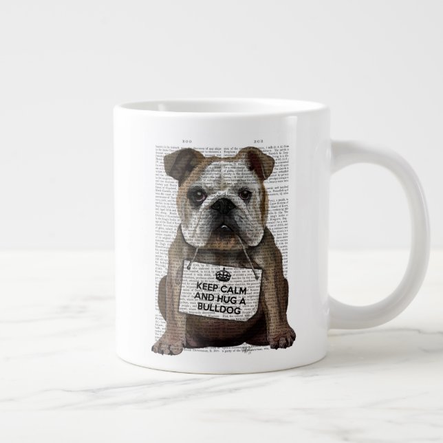 Caneca De Café Grande Abraçar um Bulldog (Direita)