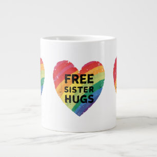 Caneca De Café Grande Abraços de Irmã Grátis Mês do Orgulho LGBT Gay Lés