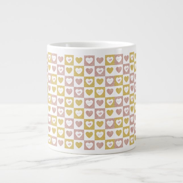 Caneca De Café Grande Abraços e beijos (Frente)