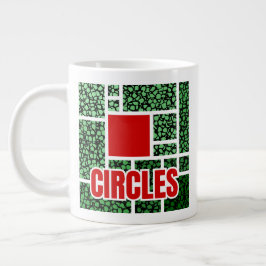 Caneca De Café Grande Abstração com Manchas Verdes e Acentos Vermelhos