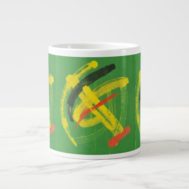 Caneca De Café Grande Abstract Expressionist Mark Making Fine Art Mug (Frente)