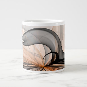 Caneca De Café Grande Abstrato Anthracite Cinza Siena Moderna Arte Fract