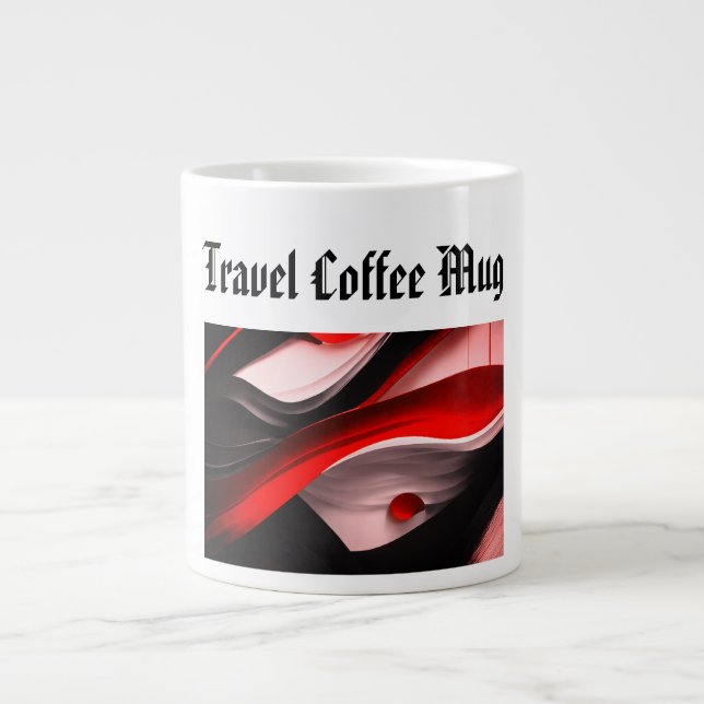 Caneca De Café Grande Abstrato Black & Red Collection Bold Modern Desenh (Frente)