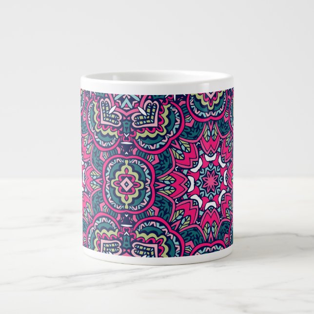 CANECA DE CAFÉ GRANDE ABSTRATO BOHO FESTIVE MANDALA MUG (Frente)