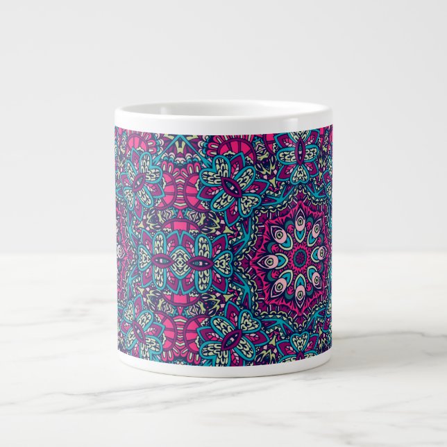 CANECA DE CAFÉ GRANDE ABSTRATO BOHO FESTIVE MANDALA PATTERN MUG (Frente)