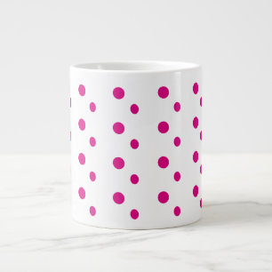 Caneca De Café Grande Abstrato, bolinhas cor-de-rosa azuis